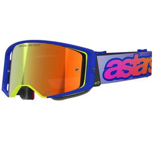 Alpinestars Supertech Vision Vista blauw-geel-paarse crossbril met rode spiegellens
