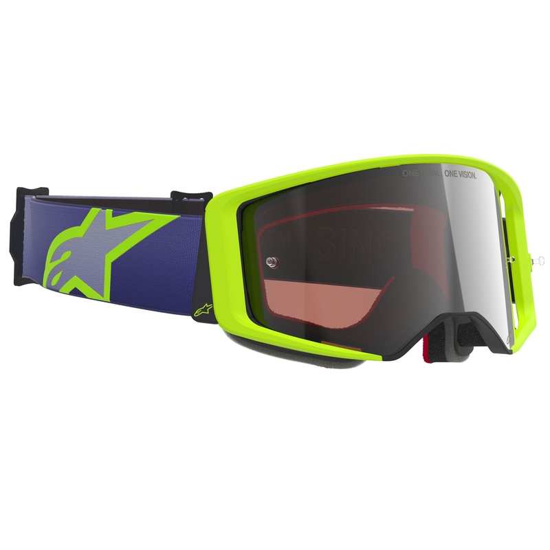 Alpinestars Supertech Vision Corp crossbril paarsgeel met zilveren spiegellens