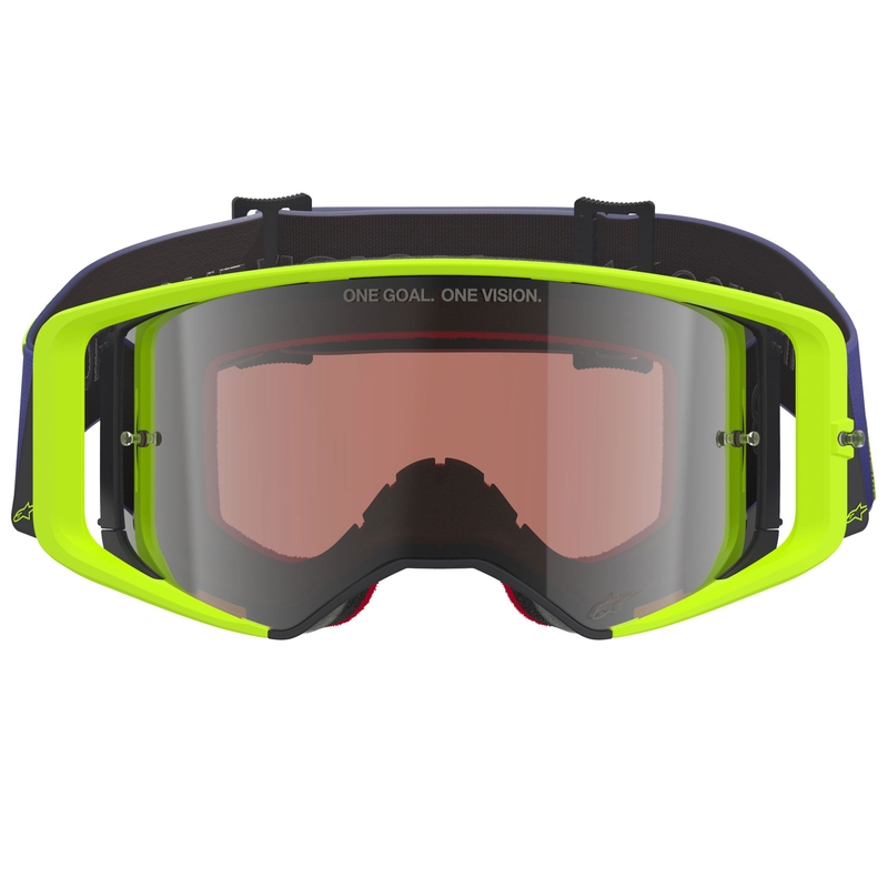 Alpinestars Supertech Vision Corp crossbril paarsgeel met zilveren spiegellens