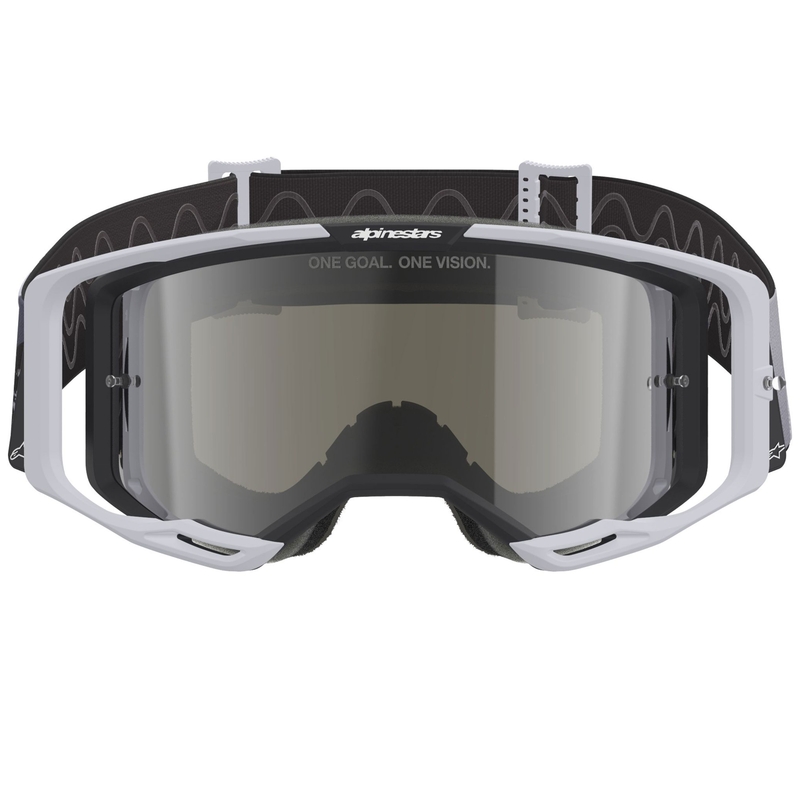 Alpinestars Supertech Vision 8 Lahnd crossbril wit-zwart met zilveren spiegellens