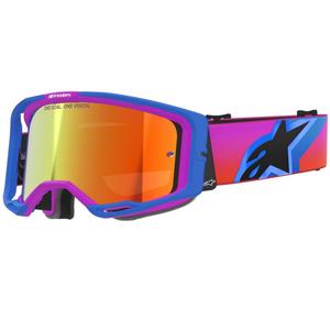 Alpinestars Vision 8 Corp blauw-paars-oranje motorcrossbril met gespiegelde rode lens