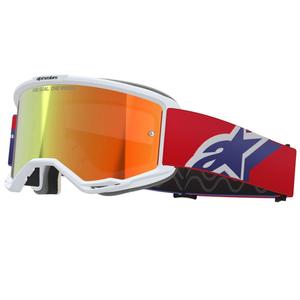 Alpinestars Vision 5 Corp crossbril wit-blauw-rood met spiegelende rode lens