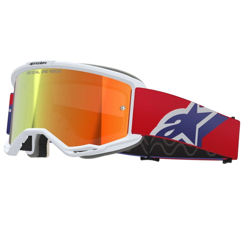 Alpinestars Vision 5 Corp crossbril wit-blauw-rood met spiegelende rode lens