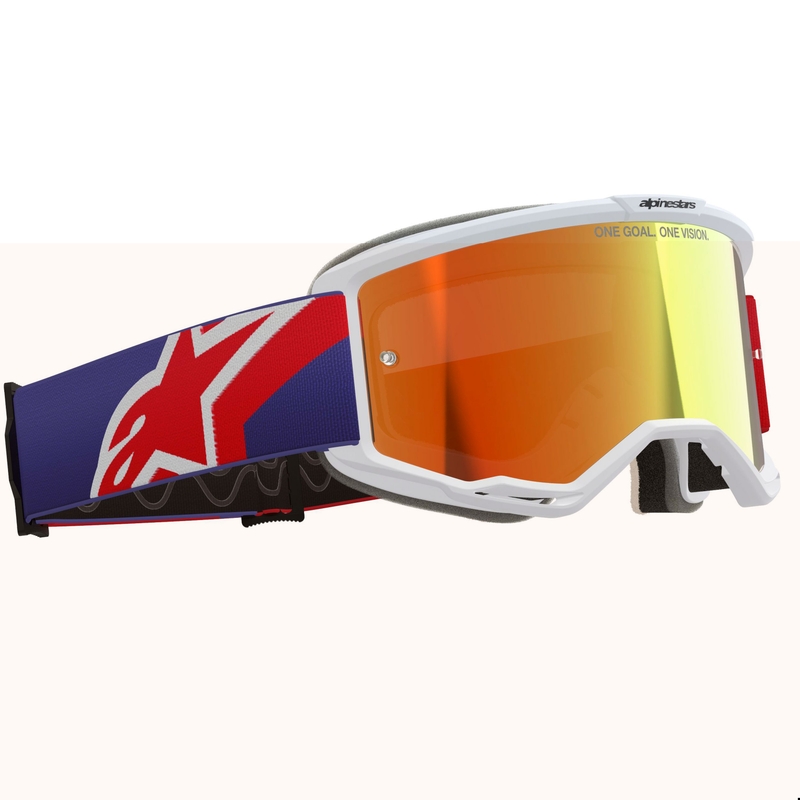 Alpinestars Vision 5 Corp crossbril wit-blauw-rood met spiegelende rode lens