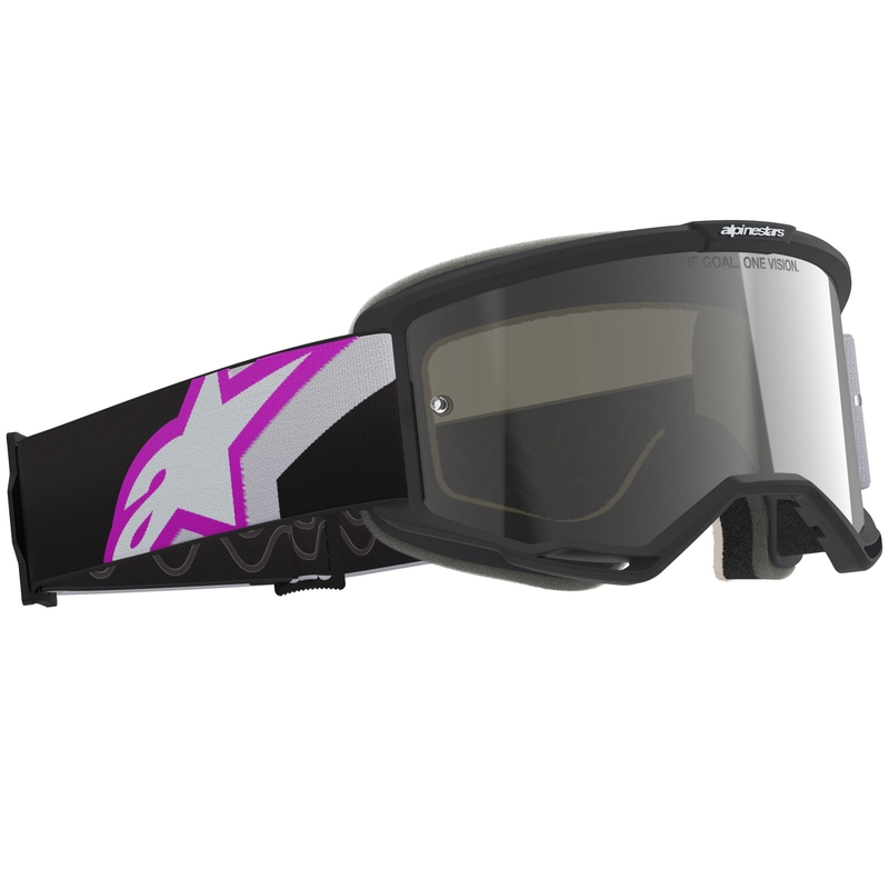 Alpinestars Vision 5 Corp crossbril zwart-grijs-paars-wit met zilveren spiegellens