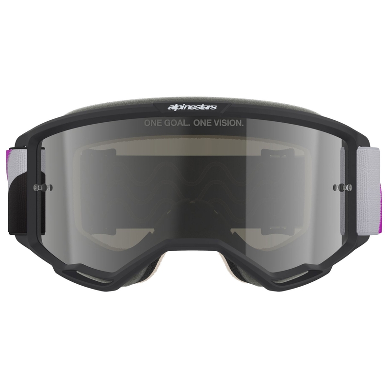 Alpinestars Vision 5 Corp crossbril zwart-grijs-paars-wit met zilveren spiegellens