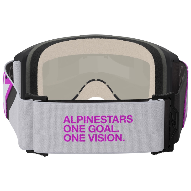 Alpinestars Vision 5 Corp crossbril zwart-grijs-paars-wit met zilveren spiegellens