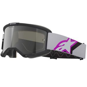 Alpinestars Vision 5 Corp crossbril zwart-grijs-paars-wit met zilveren spiegellens