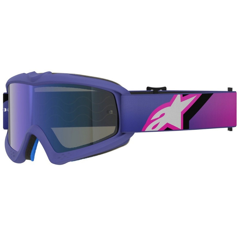 Alpinestars Vision Youth Corp kindercrossbril paars-fluo roze met spiegelende blauwe lens