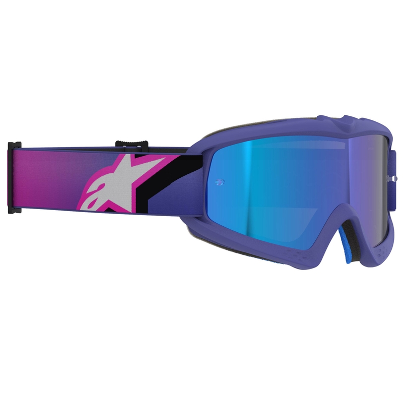 Alpinestars Vision Youth Corp kindercrossbril paars-fluo roze met spiegelende blauwe lens
