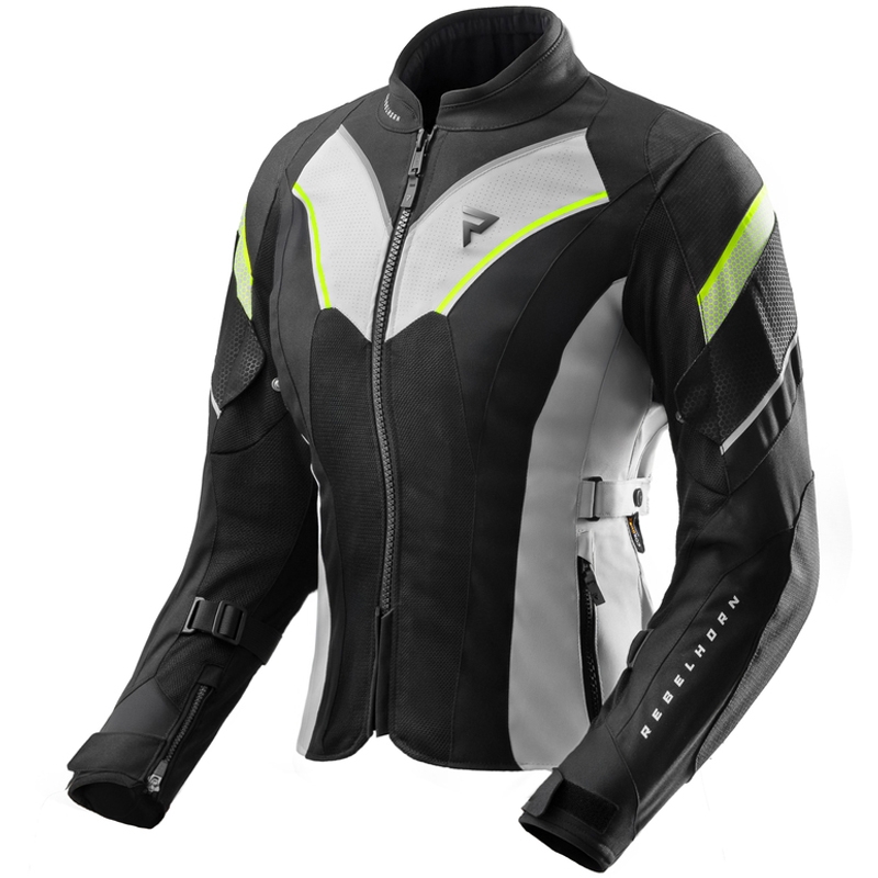 Dames motorjack Rebelhorn Hiflow V zwart-grijs-fluo geel