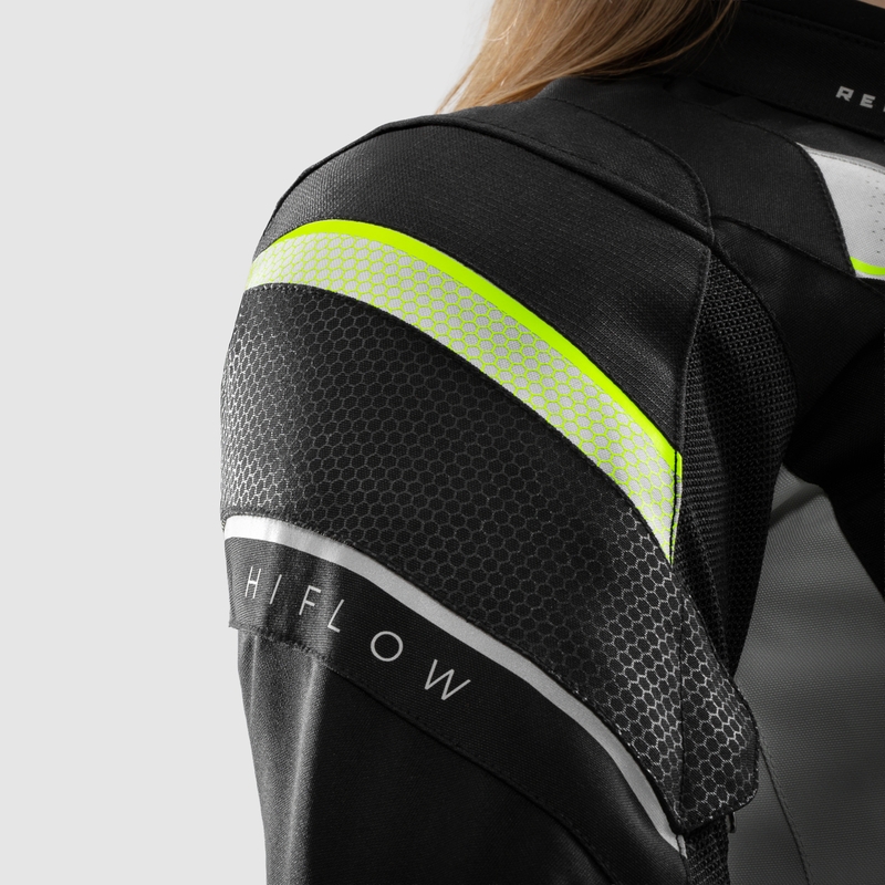 Dames motorjack Rebelhorn Hiflow V zwart-grijs-fluo geel
