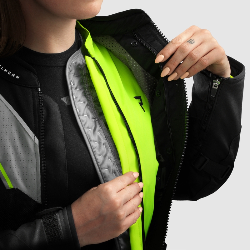 Dames motorjack Rebelhorn Hiflow V zwart-grijs-fluo geel