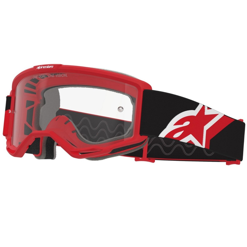 Alpinestars Vision OTG rood-zwart-wit motorcrossbril met heldere lens