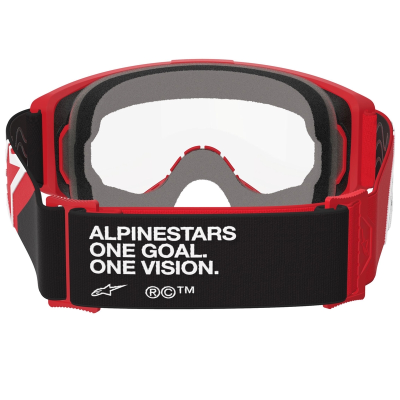 Alpinestars Vision OTG rood-zwart-wit motorcrossbril met heldere lens