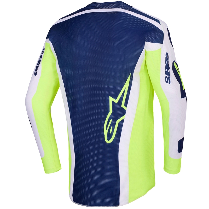 Alpinestars Racer Air Riway crossshirt lichtgrijs-fluo geel-blauw