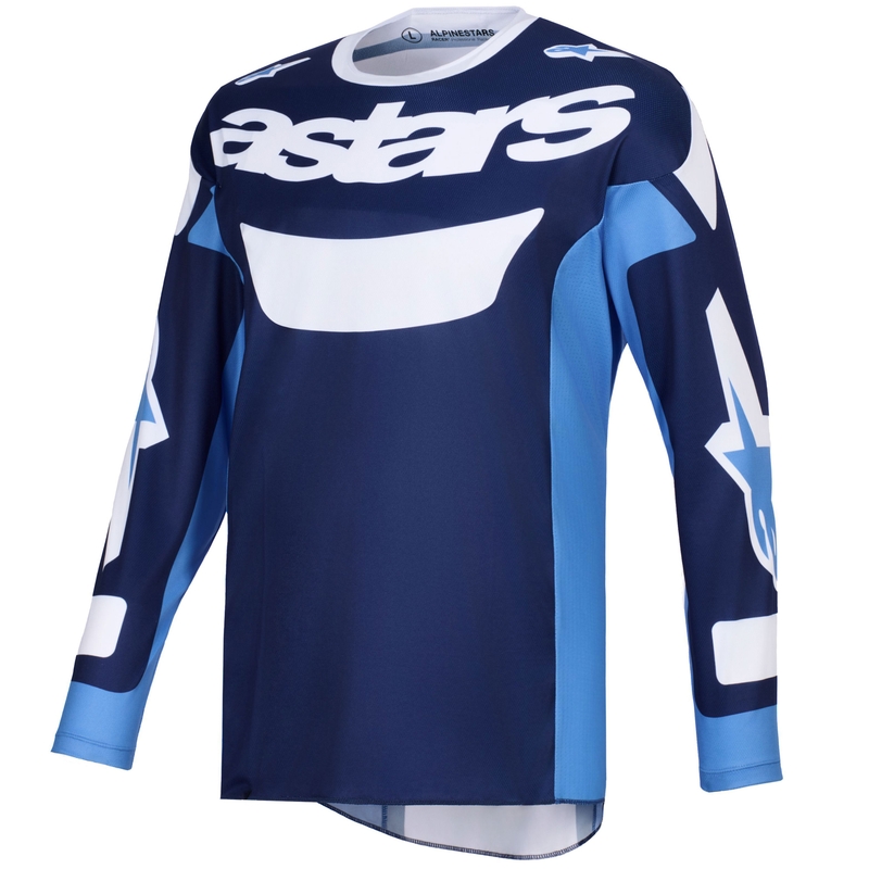 Alpinestars Racer Riway motorcross shirt blauw-lichtblauw-wit