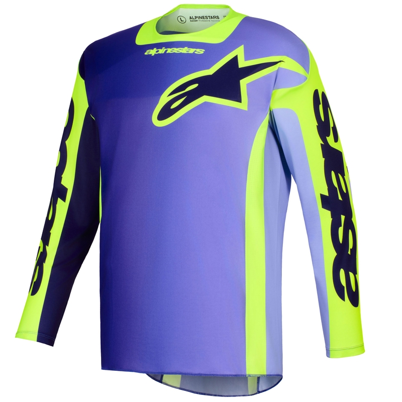 Alpinestars Racer Portl motorcross shirt paars-fluo geel