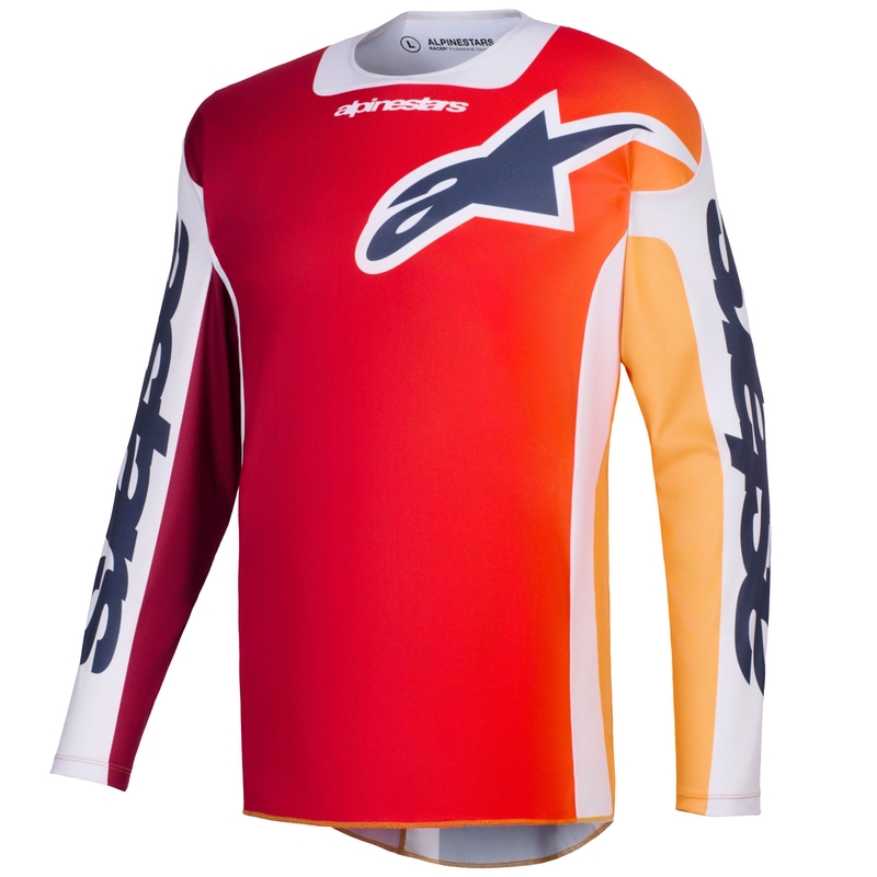 Alpinestars Racer Portl motocross shirt rood-oranje-lichtgrijs
