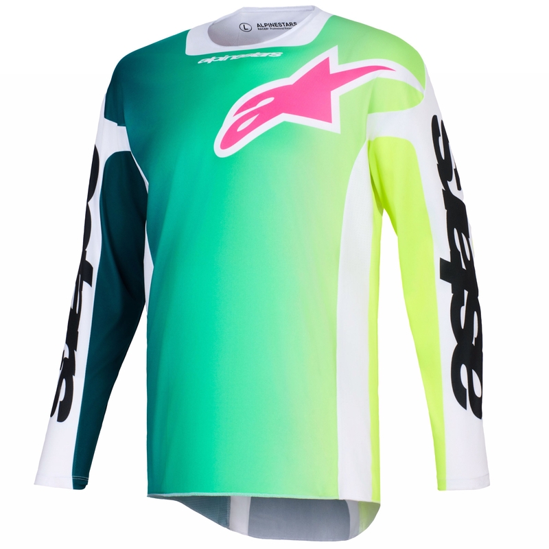 Alpinestars Racer Portl motocross shirt groen-wit-zwart