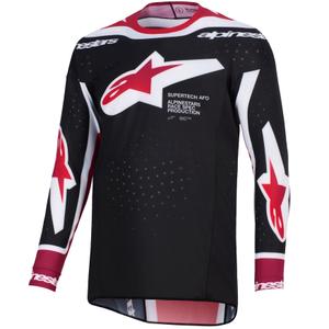 Alpinestars Supertech Pro AFD Vista motorcross shirt zwart-rood-wit