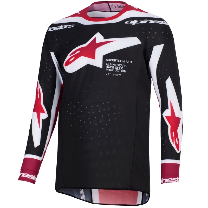 Alpinestars Supertech Pro AFD Vista motorcross shirt zwart-rood-wit