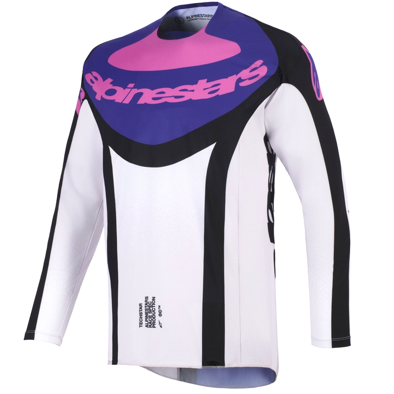 Alpinestars Techstar Knif motorcross shirt zwart-lichtgrijs-paars