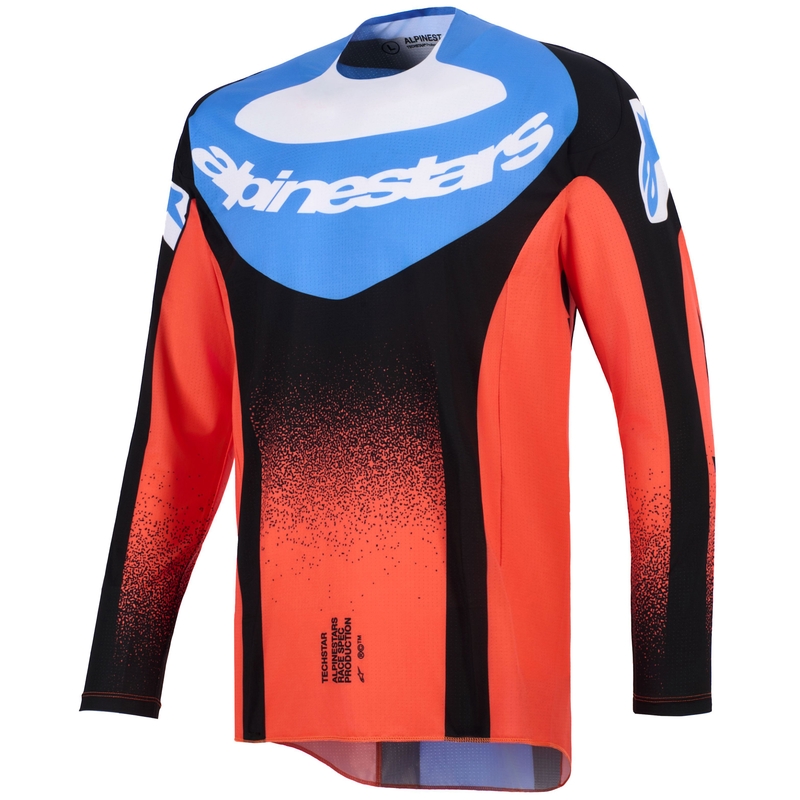 Alpinestars Techstar Knif motorcross shirt oranje-zwart-blauw