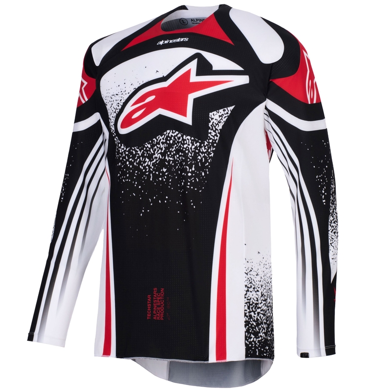 Alpinestars Techstar Nomur motorcross shirt zwart-wit-rood
