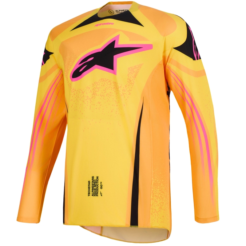 Alpinestars Techstar Nomur crossshirt oranje-geel-roze