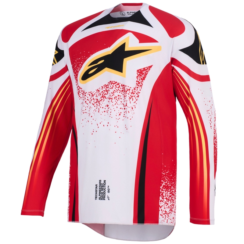 Alpinestars Techstar Nomur crossshirt lichtgrijs-rood-zwart-geel
