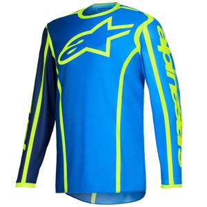 Alpinestars Fluid Apex blauw-fluo geel motorcross shirt