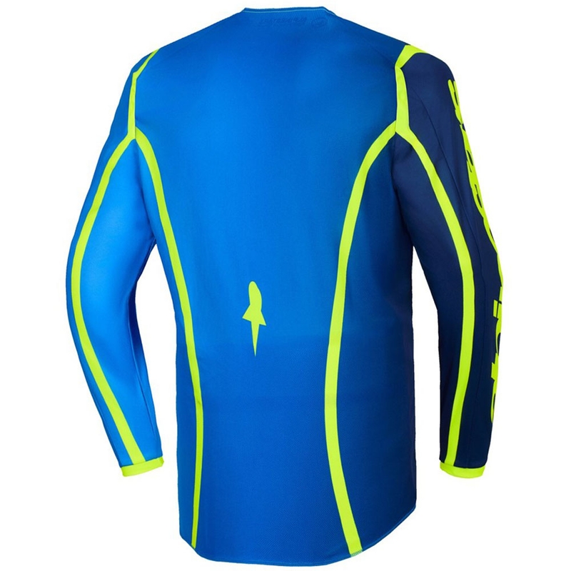Alpinestars Fluid Apex blauw-fluo geel motorcross shirt