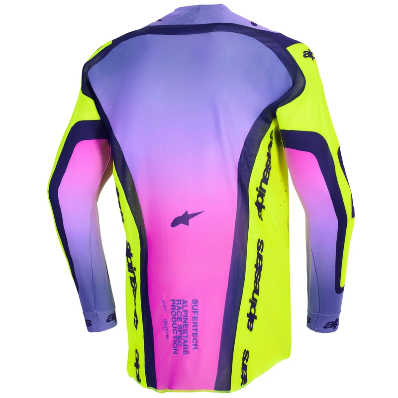 Alpinestars Supertech Vista motorcross shirt fluo geel-paars-zwart