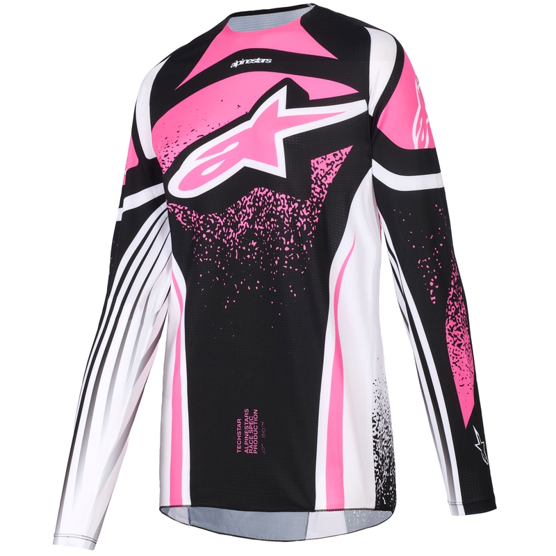 Alpinestars Stella Techstar Nomur dames crossshirt zwart-wit-roze
