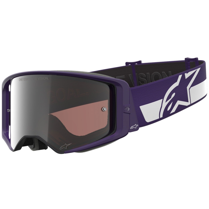 Alpinestars Supertech Vision Hunta96 XXV crossbril paars-wit met spiegelend zilver plexiglas