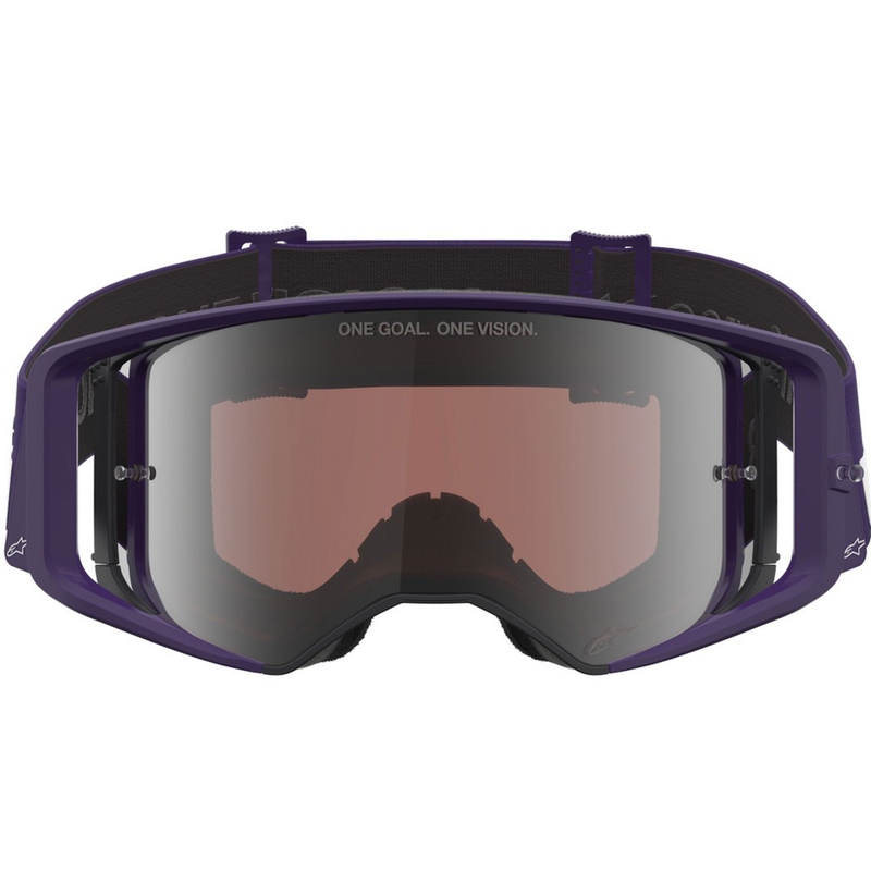 Alpinestars Supertech Vision Hunta96 XXV crossbril paars-wit met spiegelend zilver plexiglas