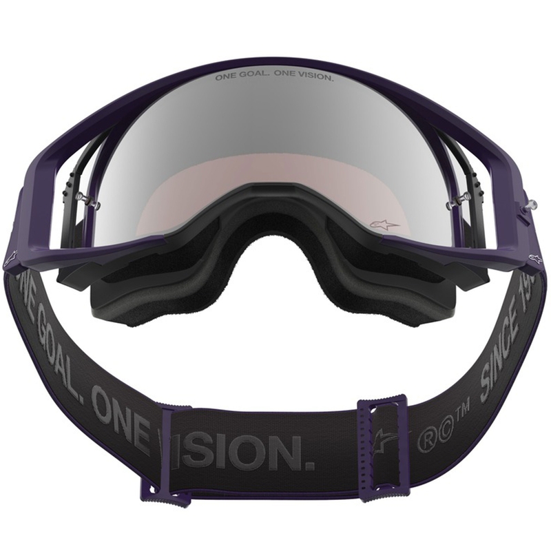 Alpinestars Supertech Vision Hunta96 XXV crossbril paars-wit met spiegelend zilver plexiglas