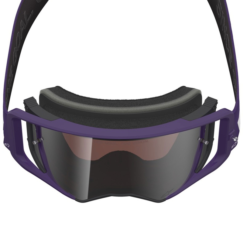 Alpinestars Supertech Vision Hunta96 XXV crossbril paars-wit met spiegelend zilver plexiglas