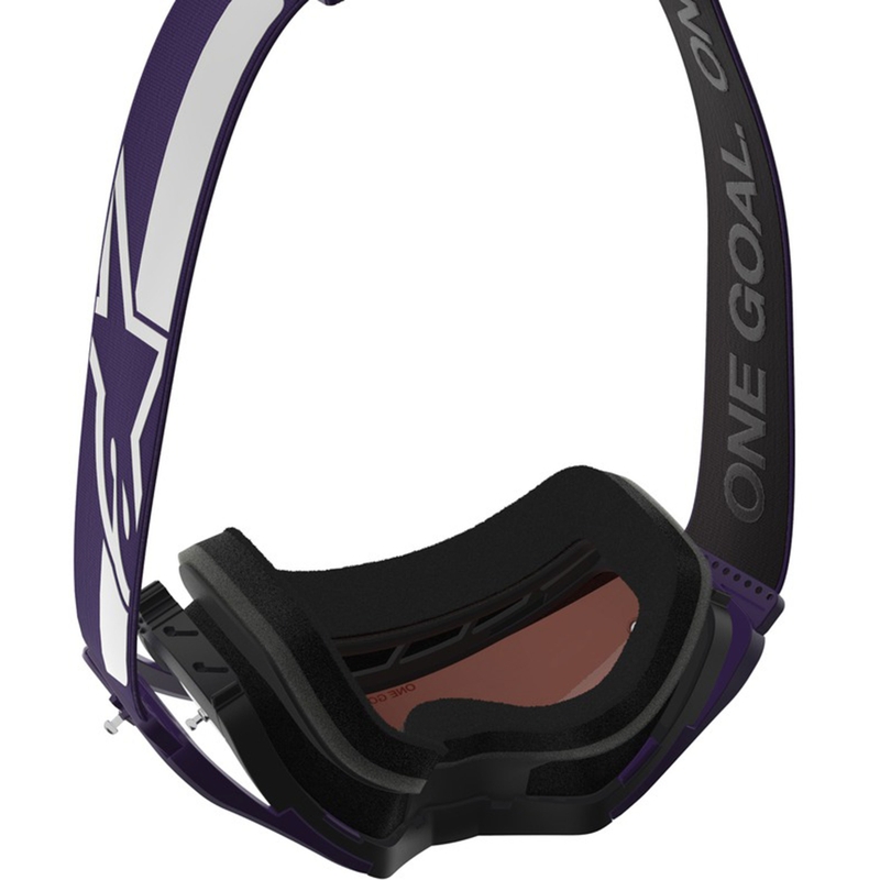 Alpinestars Supertech Vision Hunta96 XXV crossbril paars-wit met spiegelend zilver plexiglas
