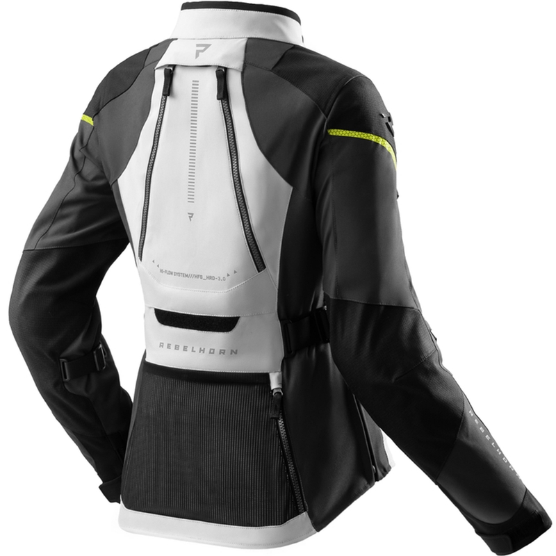 Dames motorjas Rebelhorn Hardy 3.0 zwart-grijs-fluogeel