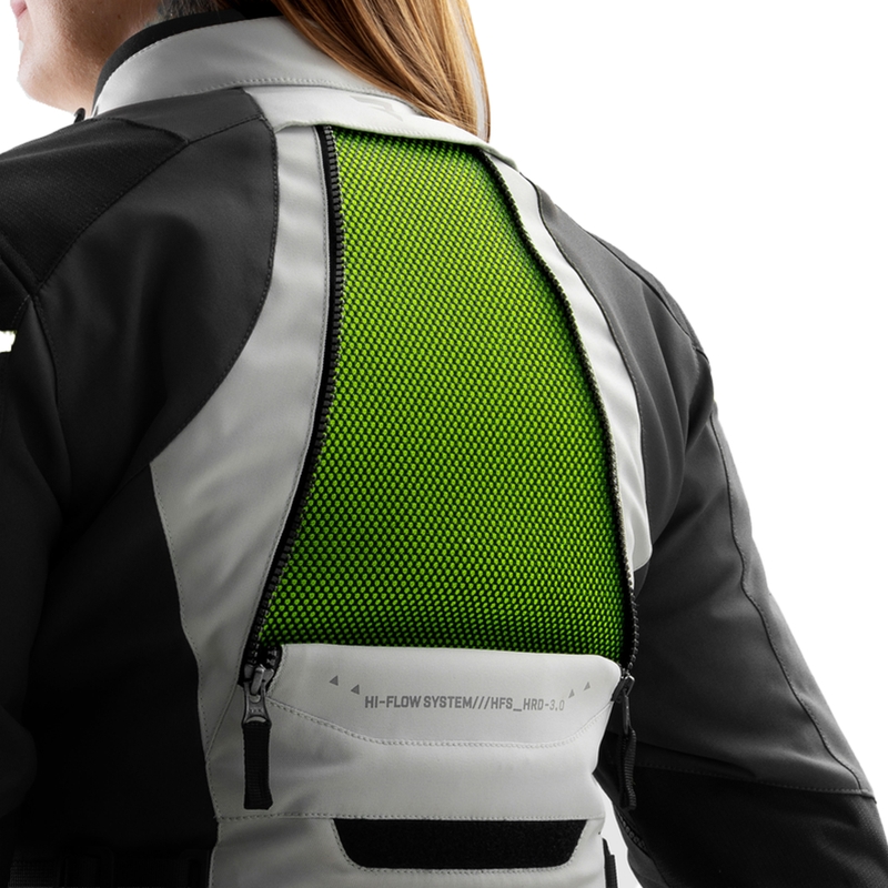 Dames motorjas Rebelhorn Hardy 3.0 zwart-grijs-fluogeel