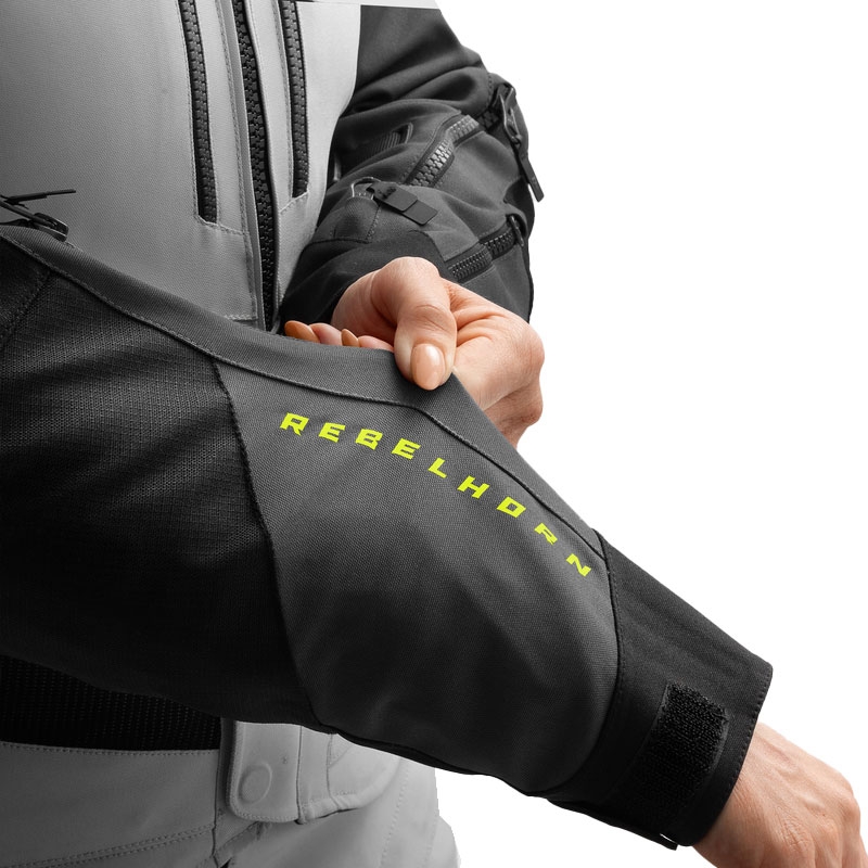 Dames motorjas Rebelhorn Hardy 3.0 zwart-grijs-fluogeel