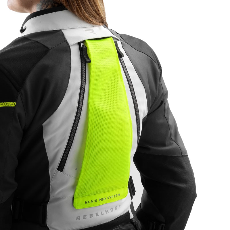 Dames motorjas Rebelhorn Hardy 3.0 zwart-grijs-fluogeel