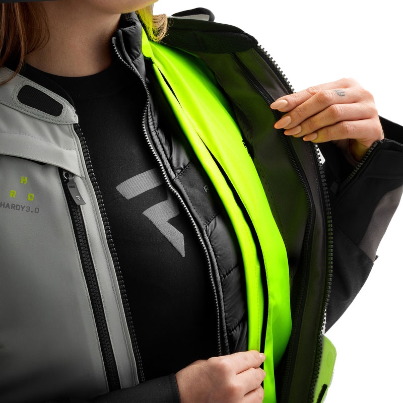 Dames motorjas Rebelhorn Hardy 3.0 zwart-grijs-fluogeel