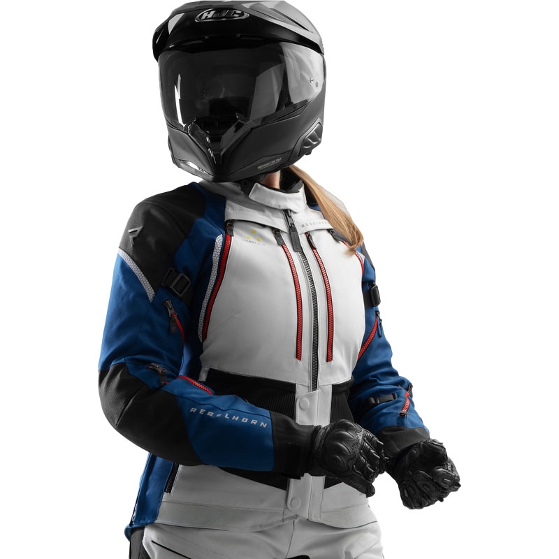 Dámská bunda na motorku Rebelhorn Hardy 3.0 modro-šedo-červená