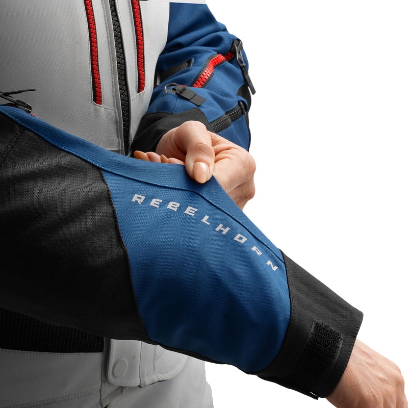 Dámská bunda na motorku Rebelhorn Hardy 3.0 modro-šedo-červená