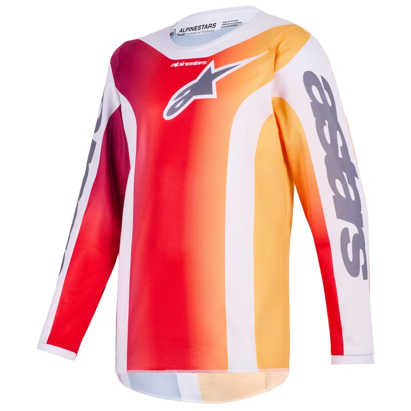 Alpinestars Fluid Portl kindercrossshirt rood-oranje-lichtgrijs