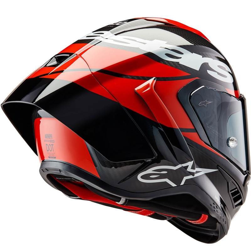 Alpinestars Supertech R-10 Element carbon fluo integraalhelm voor motorfietsen, rood-wit