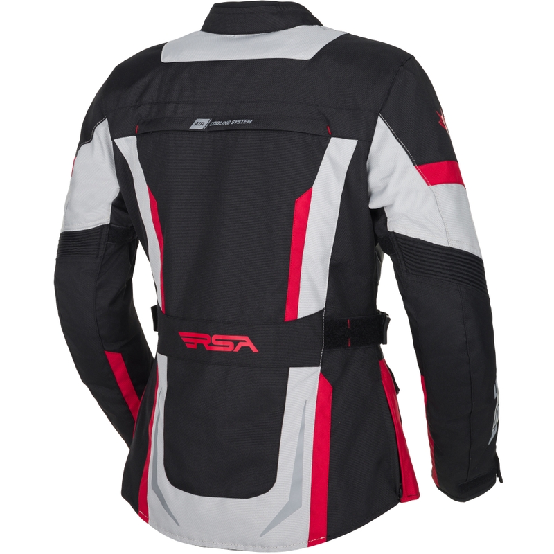 Dames motorjack RSA EXO 2 zwart-grijs-rood